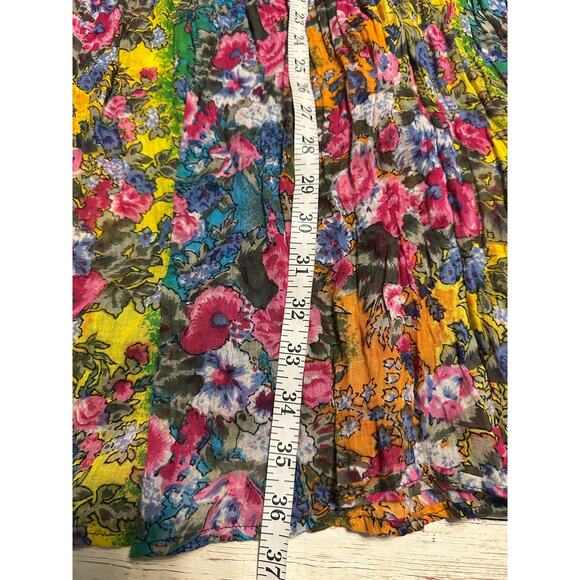 Short Circuit Vintage Floral Drawstring Midi Skirt One-Size Multicolor Flowy - Picture 5 of 6
